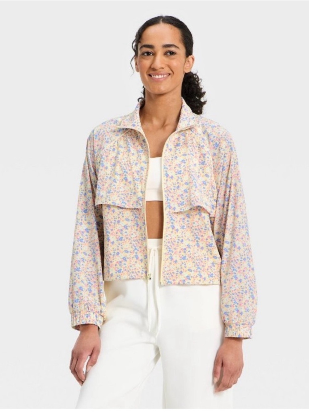 All In Motion Yellow Floral Windbreaker